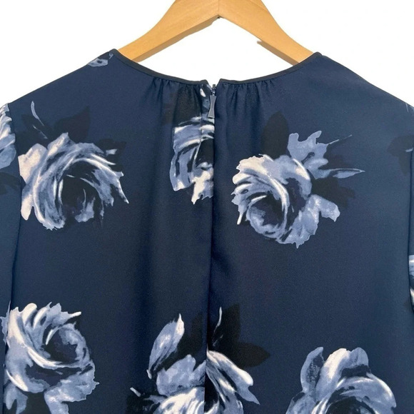 KATE SPADE Night Rose Crepe Star Bright Rich Navy Dress Floral Feminine Size 10 - Picture 8 of 10